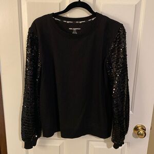 Karl Lagerfeld Small blacks sweatshirt with sheer sleeves loaded with sequins!